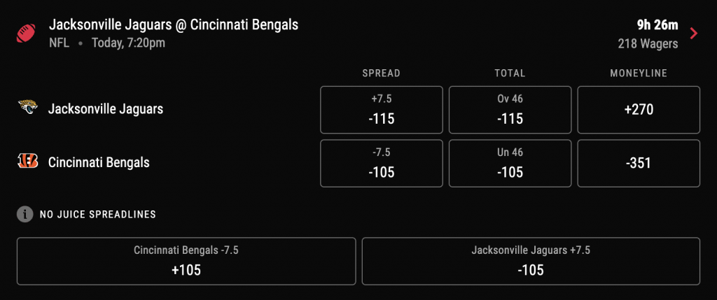jags vs bengals odds